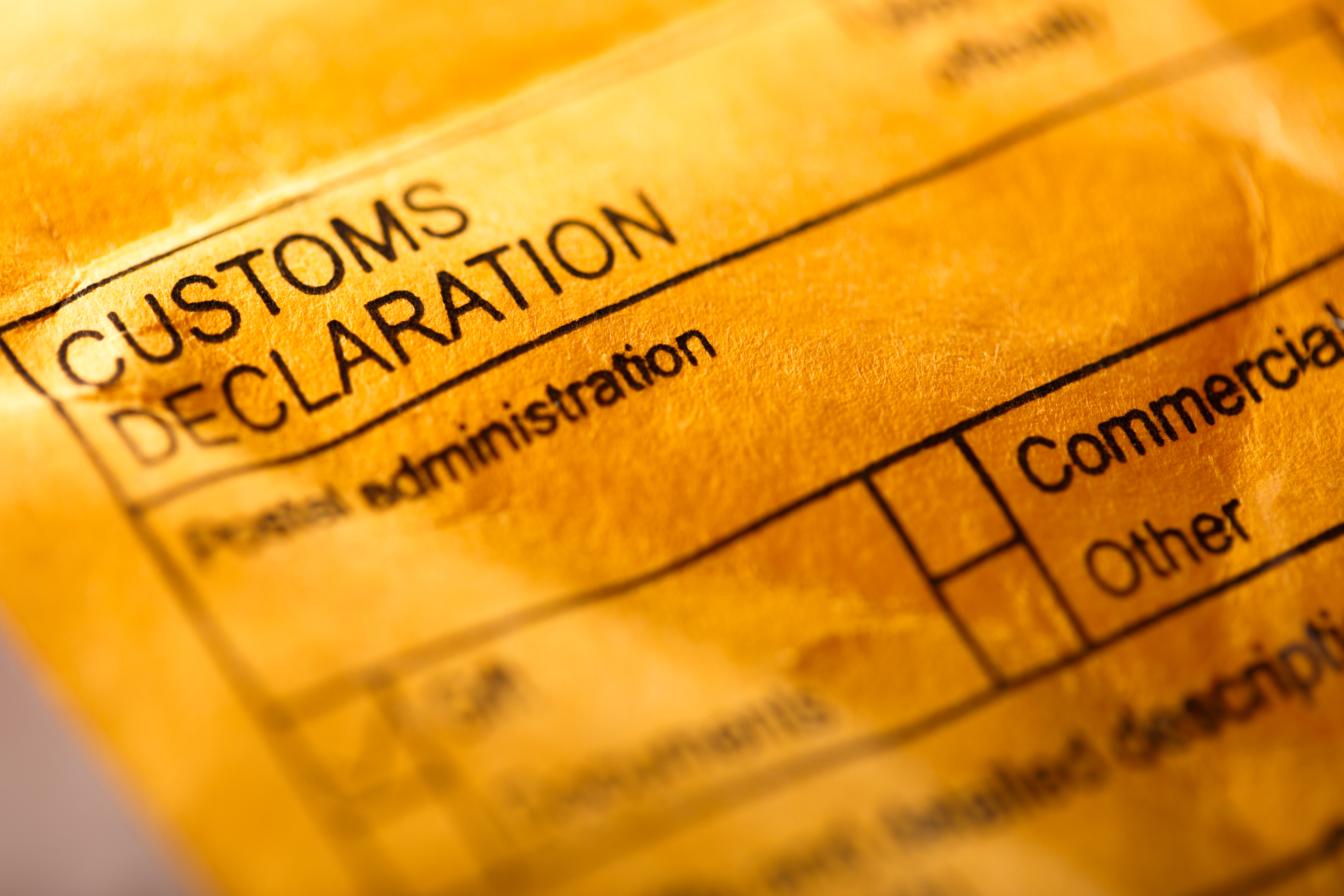 Image of a customs declaration form envelope